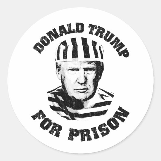 Donald Trump voor de gevangenis Ronde Sticker (Voorkant)