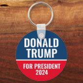 Donald Trump voor President 2024 Pinback Button Sleutelhanger (Voorkant)
