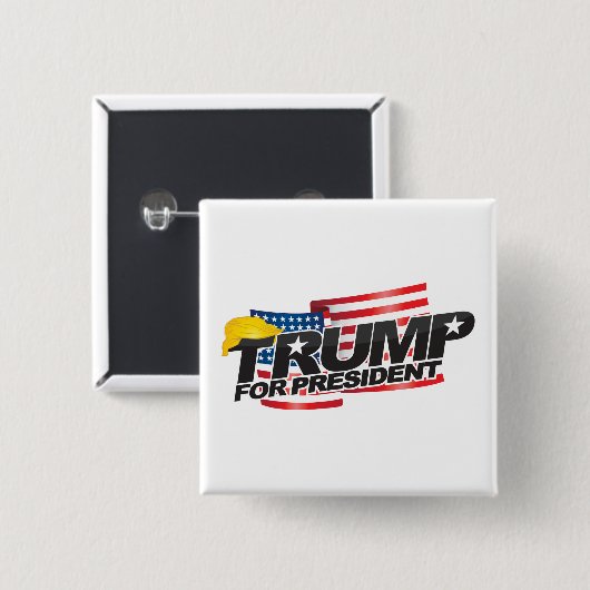 Donald Trump Voor President (met haar) Button (Voorkant /achterkant)