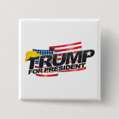 Donald Trump Voor President (met haar) Button (Voorkant)