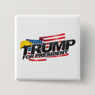 Donald Trump Voor President (met haar) Button