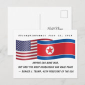 Donald Trump Vredescitaattop Noord-Korea VS Briefkaart (Voorkant / Achterkant)
