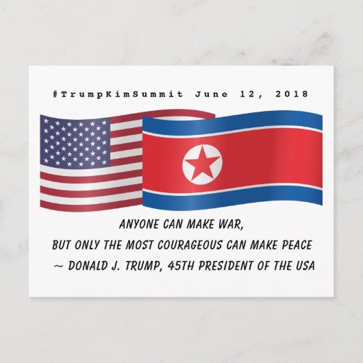 Donald Trump Vredescitaattop Noord-Korea VS Briefkaart (Voorkant)