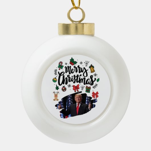 Donald Trump Vrolijk Kerstfeest Keramische Bal Ornament (Voorkant)