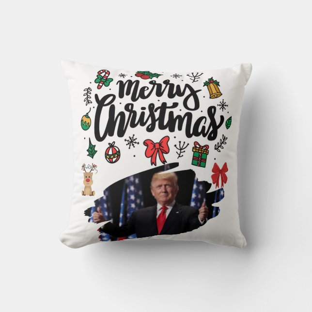 Donald Trump Vrolijk Kerstfeest Kussen (Voorkant)