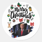 Donald Trump Vrolijk Kerstfeest Ronde Sticker (Voorkant)