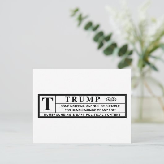 Donald Trump Warning Label Briefkaart (Staand voorkant)