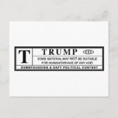 Donald Trump Warning Label Briefkaart (Voorkant)