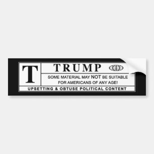 Donald Trump Warning Label Bumpersticker