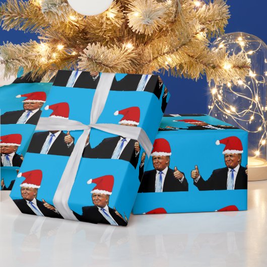 DONALD TRUMP WEARING SANTA HAT WRAPPING PAPER CADEAUPAPIER (Feestdagen)