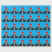 DONALD TRUMP WEARING SANTA HAT WRAPPING PAPER CADEAUPAPIER (Vlak)