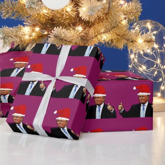 DONALD TRUMP WEARING SANTA HAT WRAPPING PAPER CADEAUPAPIER (Feestdagen)
