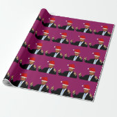 DONALD TRUMP WEARING SANTA HAT WRAPPING PAPER CADEAUPAPIER (Uitgerold)