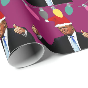 DONALD TRUMP WEARING SANTA HAT WRAPPING PAPER CADEAUPAPIER