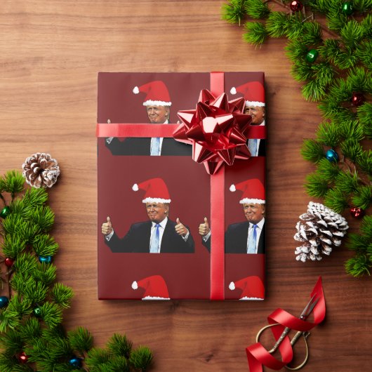 DONALD TRUMP WEARING SANTA HAT WRAPPING PAPER CADEAUPAPIER (Feestdagen Geschenken)