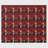 DONALD TRUMP WEARING SANTA HAT WRAPPING PAPER CADEAUPAPIER (Vlak)