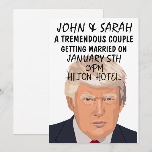 DONALD TRUMP WEDDING INVITATIONS PERSONALIZE KAART (Voorkant / Achterkant)