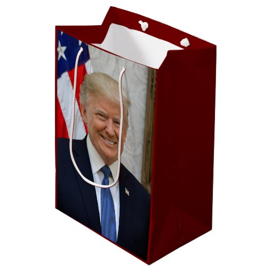 Donald Trump White House President Portret Medium Cadeauzakje (Voorkant Gekanteld)