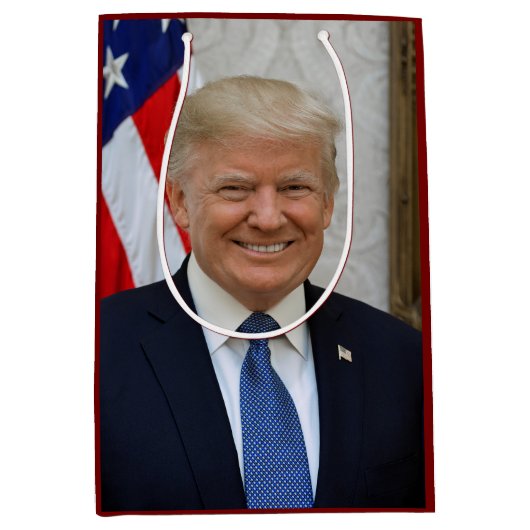 Donald Trump White House President Portret Medium Cadeauzakje (Voorkant)