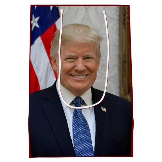 Donald Trump White House President Portret Medium Cadeauzakje (Achterkant)