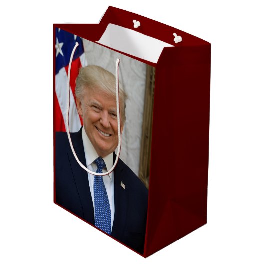 Donald Trump White House President Portret Medium Cadeauzakje (Achterkant Gekanteld)