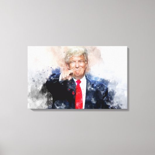 Donald Trump wijzend portret waterverf Canvas Afdruk (Voorkant)