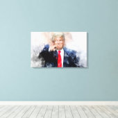 Donald Trump wijzend portret waterverf Canvas Afdruk (Insitu (Houten vloer))