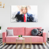Donald Trump wijzend portret waterverf Canvas Afdruk (Insitu (Woonkamer))