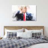 Donald Trump wijzend portret waterverf Canvas Afdruk (Insitu (Slaapkamer))