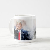 Donald Trump wijzend portret waterverf Koffiemok (Voorkant links)