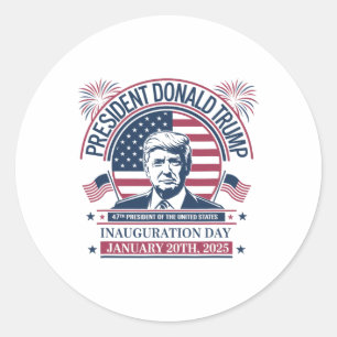 Donald Trump wint 47e President - 2024 Potus Inau Ronde Sticker