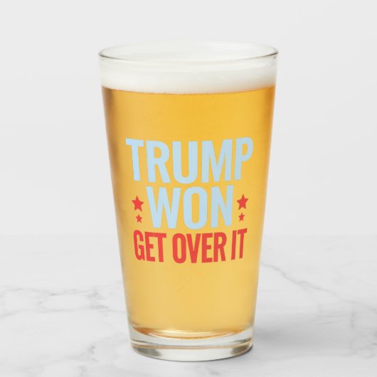 Donald Trump won Get Over It 2024 Trump won Glas (Voorkant gevuld)