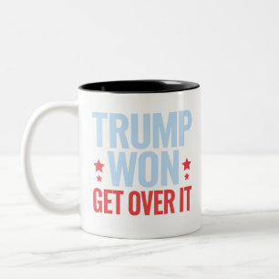 Donald Trump won Get Over It 2024 Trump won Tweekleurige Koffiemok