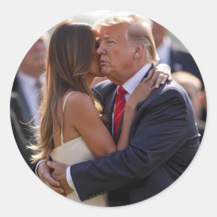 Donald Trump zoent Melania Trump Ronde Sticker