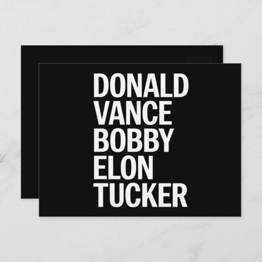 Donald Vance Bobby Elon & Tucker Briefkaart (Voorkant / Achterkant)