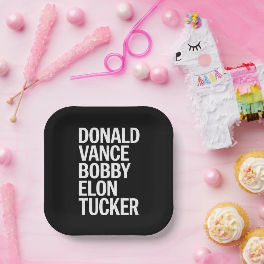 Donald Vance Bobby Elon & Tucker Papieren Bordje (Feest)