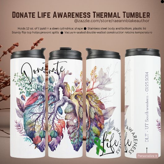Donate Life Awareness Thermal Tumbler Thermosbeker