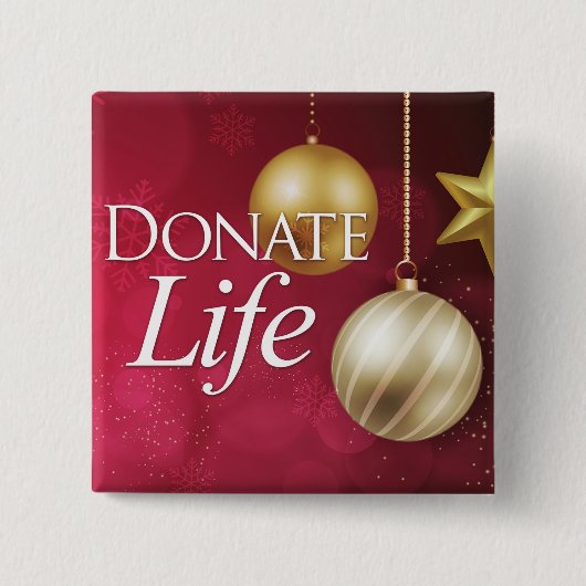 Donate Life, Organ Donor, lapelpin, Vierkante Button 5,1 Cm (Voorkant)