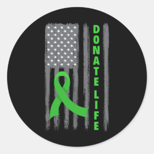 Donate Life Patriotic American Flag Usa Kidney Don Ronde Sticker