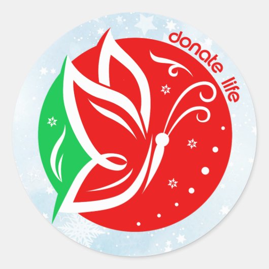 Donate Life Vlinder Donor Bewustzijn Kerstmis Ronde Sticker (Voorkant)