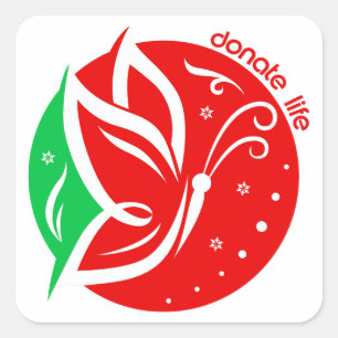 Donate Life Vlinder Donor Bewustzijn Kerstmis Vierkante Sticker