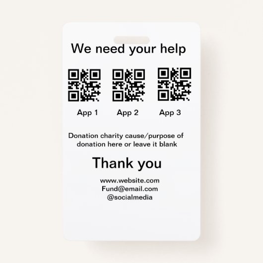 Donatie Collectie tip potje voeg je q r naam toe O Badge (Voorkant)