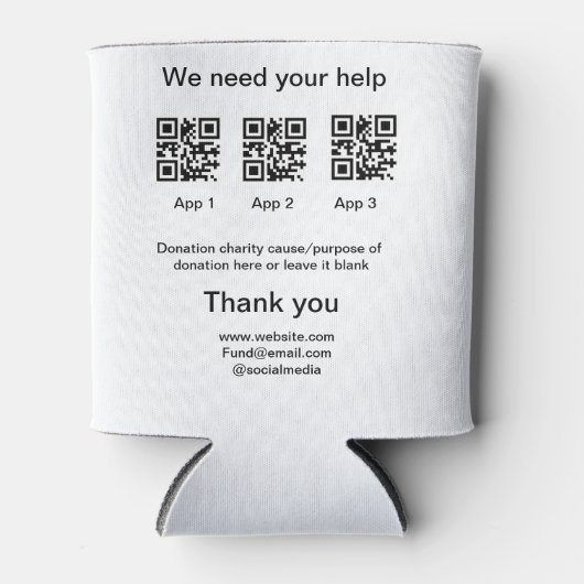 Donatie Collectie tip potje voeg je q r naam toe O Blikjeskoeler (Voorkant)