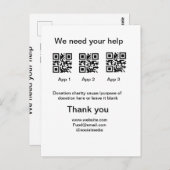 Donatie Collectie tip potje voeg je q r naam toe O Briefkaart (Voorkant / Achterkant)