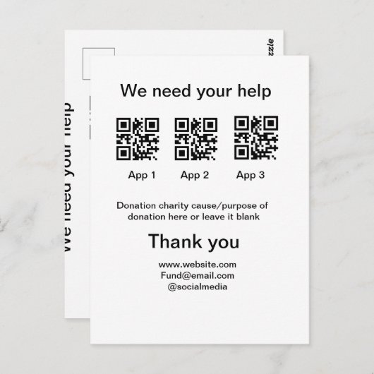 Donatie Collectie tip potje voeg je q r naam toe O Briefkaart (Voorkant / Achterkant)