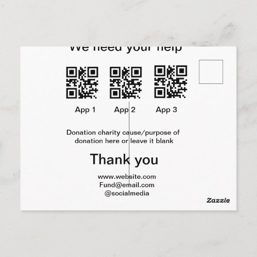 Donatie Collectie tip potje voeg je q r naam toe O Briefkaart (Achterkant)