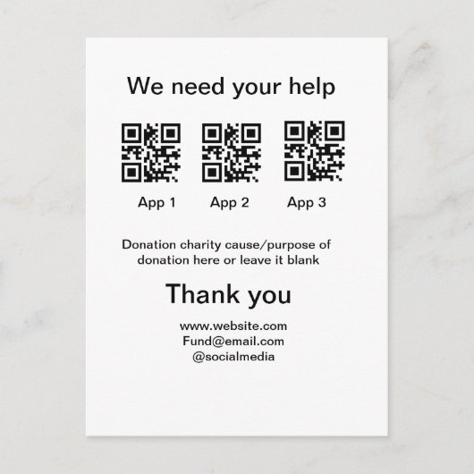 Donatie Collectie tip potje voeg je q r naam toe O Briefkaart (Voorkant)