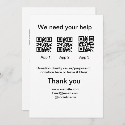 Donatie Collectie tip potje voeg je q r naam toe O Feestdagenkaart (Voorkant / Achterkant)