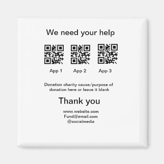 Donatie Collectie tip potje voeg je q r naam toe O Magneet (Voorkant)