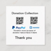 Donatie Collectie tip potje voeg je q r naam toe O Vierkante Visitekaartje (Achterkant)
